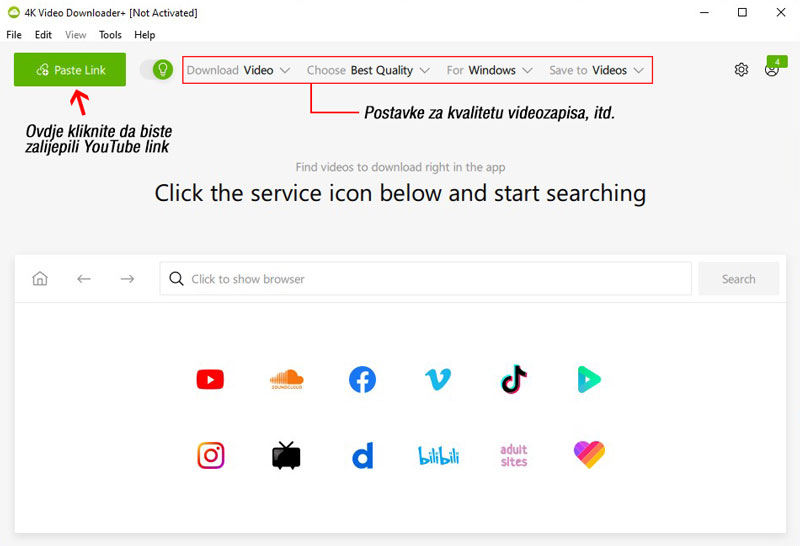 4k video downloader paste link