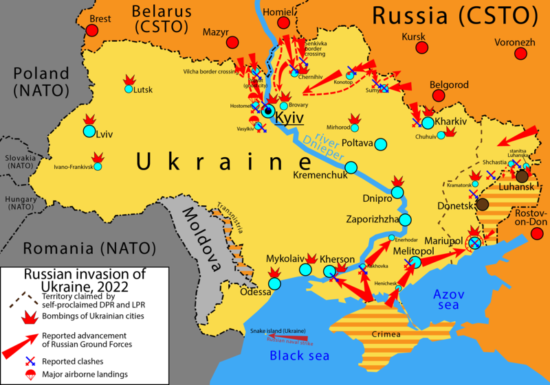 Rat u Ukrajini, mapa, u 2022.